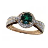 10kt Gold Round Emerald Infinity Solitaire Ring