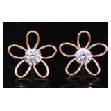 10kt Rose Gold Swarovski Flower Earrings