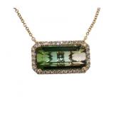 14k Gold 5.63 ct Tourmaline & Diamond Necklace