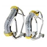 Two Tone Diamond Accent Hoop Earrings