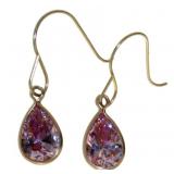 10kt Gold Bezel Set Pink Swarovski Dangle Earrings