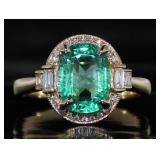 14kt Gold 2.12 ct Natural Emerald & Diamond Ring