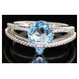 Pear Cut 2.25 ct Blue Topaz & Diamond Ring