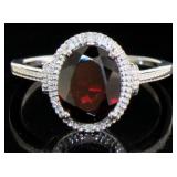 Oval 3.34 ct Natural Garnet & Diamond Ring