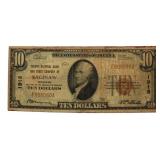 Series 1929 Saginaw MI $10 National Currency *Rare