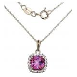 Cushion Cut Pink Sapphire Necklace