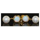 Beautiful White Opal & Pearl Dangle Earrings