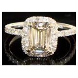 14kt Gold 2.93 ct Emerald Cut Lab Diamond Ring