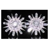 14kt Gold 3/4 ct Diamond Star Burst Earrings