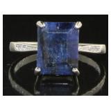 Genuine 4.13 ct Emerald Cut Sapphire Ring