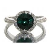 Round 2.30 ct Emerald & White Topaz Halo Ring