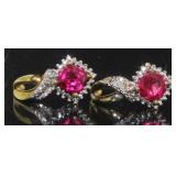 Cushion Cut Ruby & Diamond Earrings