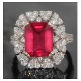 18kt Gold 7.63 ct Ruby and Diamond Ring