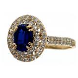 14kt Gold 1.57 ct Oval Sapphire & Diamond Ring