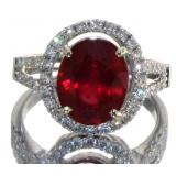 14kt Gold 5.49 ct Oval Ruby & Diamond Ring