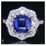 14k Gold 4.18 ct Sapphire & Diamond Ring