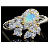 Genuine Australian Opal Designer Ring