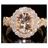 14kt Rose Gold 2.40 ct Morganite & Diamond Ring