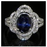 14kt Gold 3.05 ct Sapphire & Diamond Ring