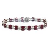 Oval 10.85 ct Natural Ruby & Zircon Bracelet