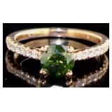 14kt Rose Gold 1.46 ct Green Diamond Ring