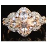 Natural 1.88 ct Morganite & Zircon Designer Ring