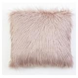 Keller Mongolian Micro Mink Throw Pillow - Rose