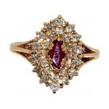 14kt Gold Vintage1.00 ct Ruby & Diamond Ring