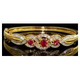 18kt Gold Natural 3.50 ct Ruby & Diamond Bracelet
