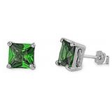 Beautiful 3.00 ct Princess Cut Emerald Earrings