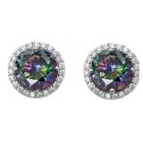 Round Cut Halo 4.00 ct Mystic Topaz Earrings