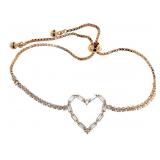 Rose Gold Baguette Heart Bolo Bracelet