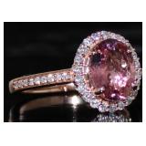 14k Rose Gold 2.15 ct Tourmaline & Diamond Ring