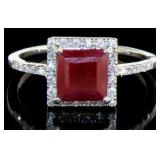 Princess Cut 2.13 ct Ruby Solitaire Ring