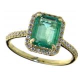 14kt Gold 1.91 ct Natural Emerald & Diamond Ring