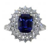 14K White Gold 3.50 ct Sapphire & Diamond Ring