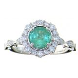 14kt Gold 1.23 ct Emerald & Diamond Ring