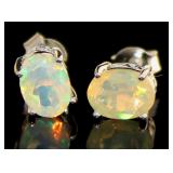 Oval 1.36 ct Natural Ethiopian Opal Stud Earrings