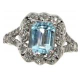 14k Gold 1.94 ct  Aquamarine & Diamond Ring