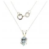 Natural Oval Brilliant Aquamarine Necklace