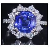 14k Gold 7.36 ct Sapphire & Diamond Ring