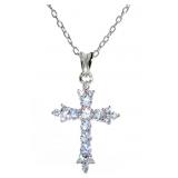 Stunning White Topaz Cross Necklace