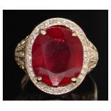 14k Yellow Gold 15.33 ct Ruby & Diamond Ring