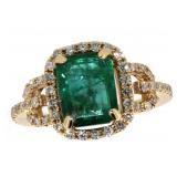 14kt Gold 2.59 ct Emerald & Diamond Ring