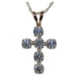 10kt Gold Swarovski Zirconia Cross Necklace