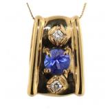 14kt Gold Vintage Tanzanite & Diamond Necklace