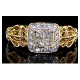 14kt Gold Princess Quad Cut 2/3 ct Diamond Ring