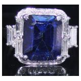 14k Gold 7.68 ct Sapphire & Diamond Ring