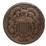 1864 Two Cent Shield Coin