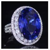 14k Gold 16.89 ct Sapphire & Diamond Ring